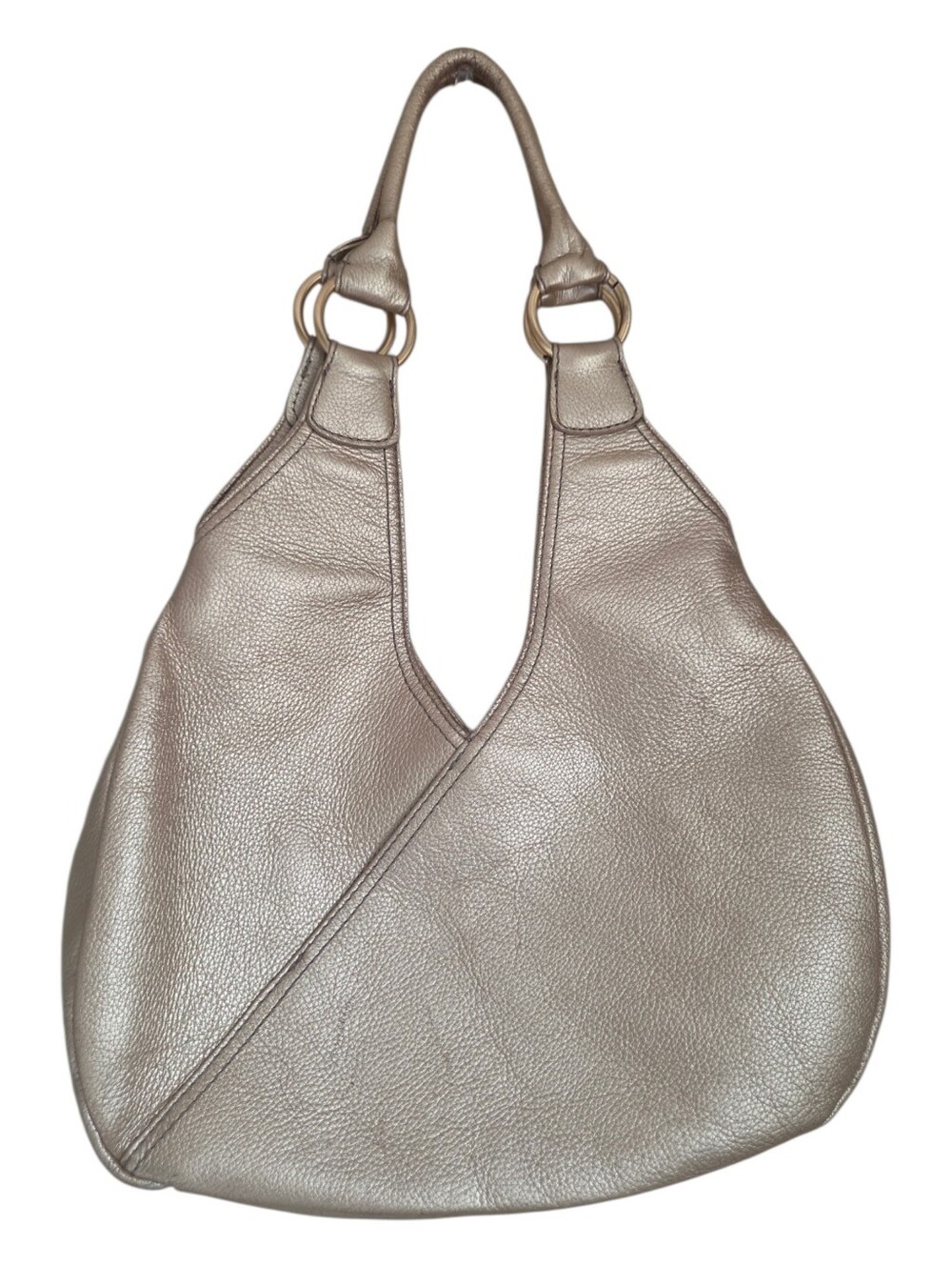 ​fossil metallic champagne gold pewter pebbled leather hobo shoulder bag purse